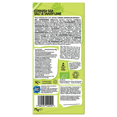Seed and Bean - 37% Milk Cornish Sea Salt and Tangy Lime